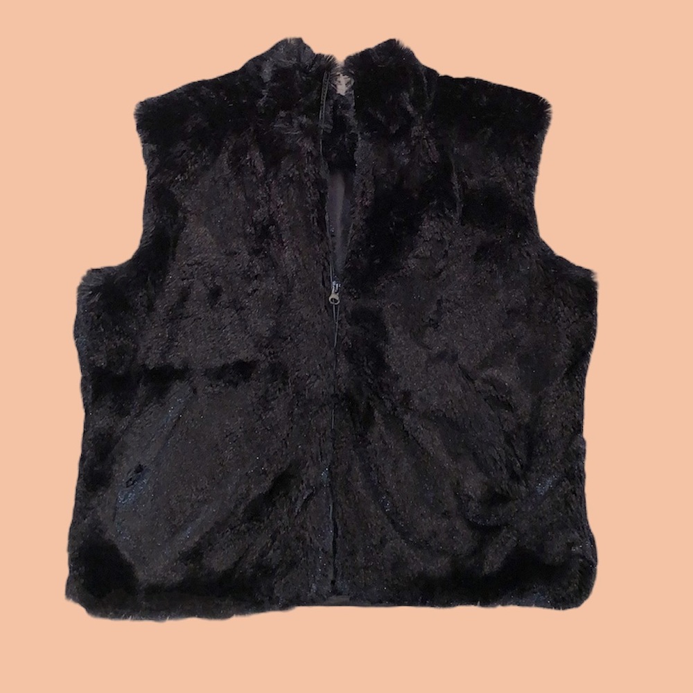 Black faux fur vest